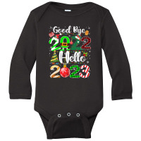 Goodbye 2022 Hello 2023 Cute Christmas Long Sleeve Baby Bodysuit | Artistshot