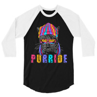 Purride Cat Wearing Pride Glasses Is Feline The Purride 3/4 Sleeve Shirt | Artistshot