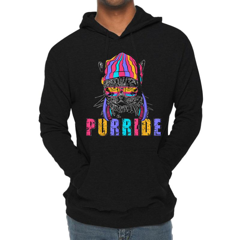 Purride Cat Wearing Pride Glasses Is Feline The Purride Lightweight Hoodie | Artistshot