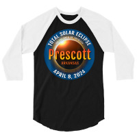 Prescott Arkansas Ar Total Solar Eclipse 2024  3  T Shirt 3/4 Sleeve Shirt | Artistshot