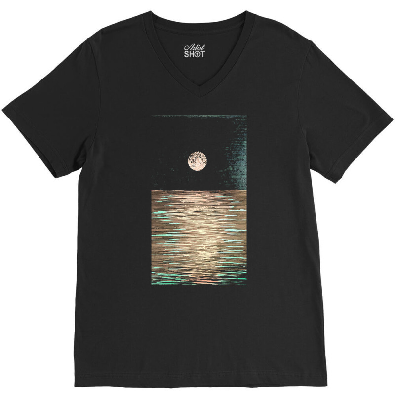 Ocean T  Shirt Moonlit Sea T  Shirt V-Neck Tee by christiansenmarlene | Artistshot