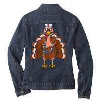 Registered Nurse Thanksgiving Dinner Meal Turkey Trot Gobble T Shirt Ladies Denim Jacket | Artistshot