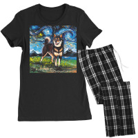 Shiba Inu T  Shirt Black And Tan Shiba Inu Night T  Shirt Women's Pajamas Set | Artistshot