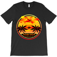 Amelia Island Beach, Palm Trees Sunset, Florida Summer-qz1m6 T-shirt | Artistshot