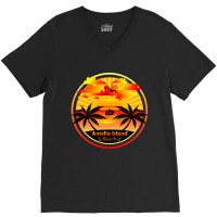 Amelia Island Beach, Palm Trees Sunset, Florida Summer-qz1m6 V-neck Tee | Artistshot