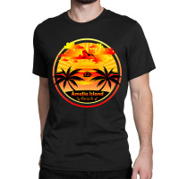 Amelia Island Beach, Palm Trees Sunset, Florida Summer-qz1m6 Classic T-shirt | Artistshot