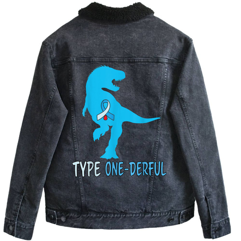 Type 1 Diabetes Awareness Ribbon T1d T Rex Dinosaur Boys T Shirt Unisex Sherpa-Lined Denim Jacket by maryannmjra8 | Artistshot