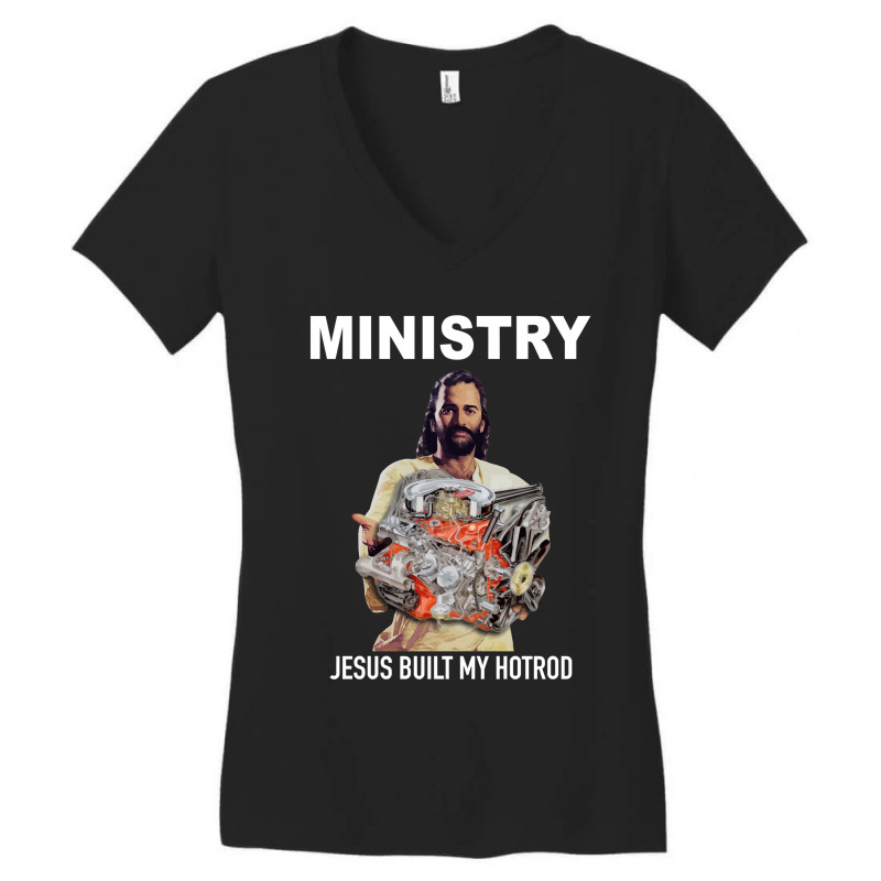 Jesus Built My Hotrod Women's V-Neck T-Shirt by JohnDavidMay | Artistshot