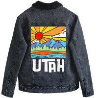 Utah Artistic Nature & Mountains Vintage Graphic Unisex Sherpa-lined Denim Jacket | Artistshot