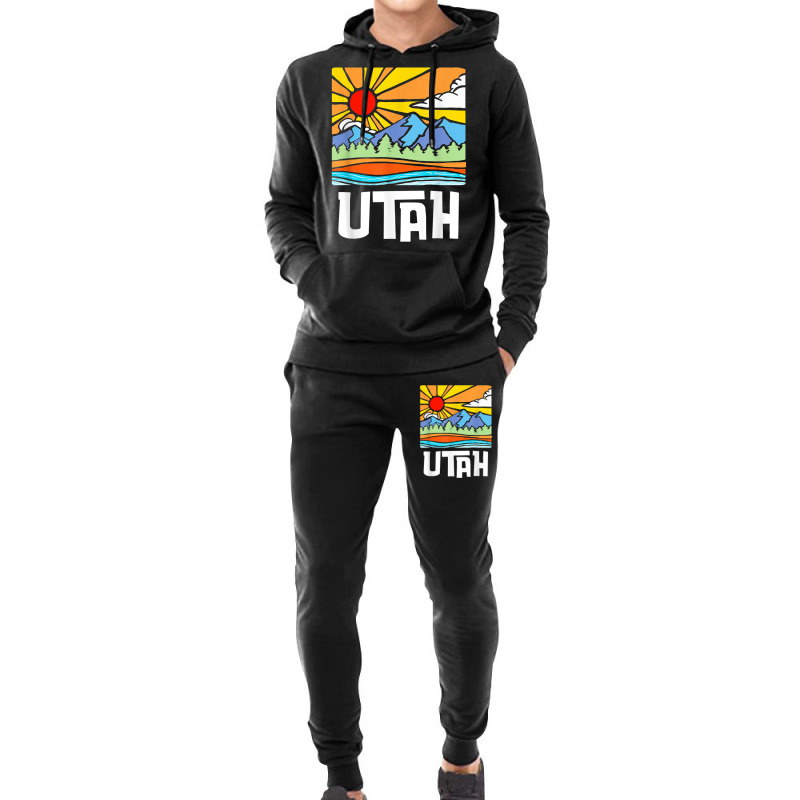 Utah Artistic Nature & Mountains Vintage Graphic Hoodie & Jogger Set | Artistshot