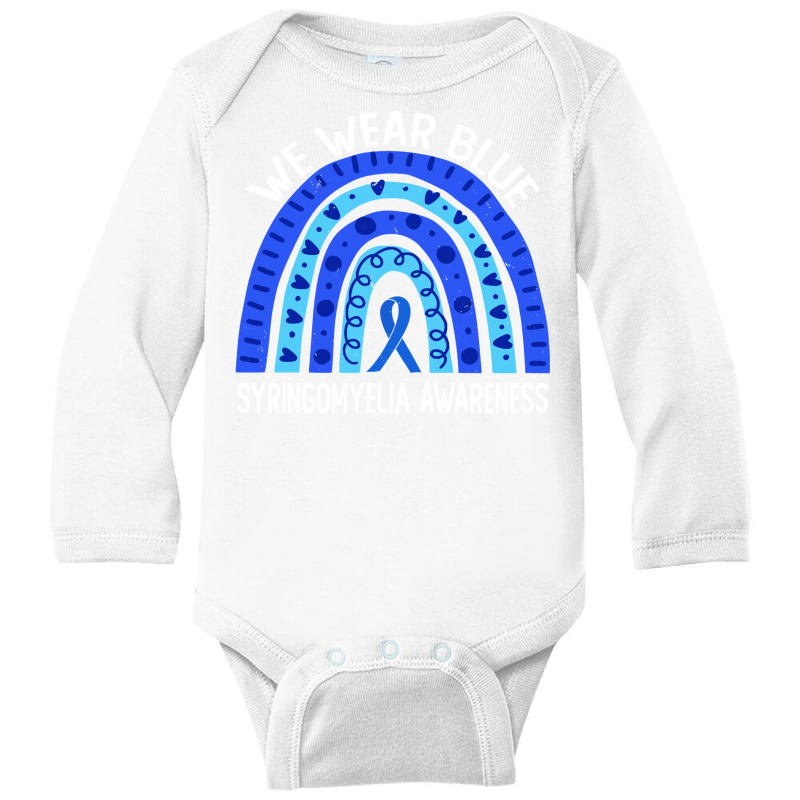 We Wear Blue For Syringomyelia Awareness Blue Rainbow Pullover Hoodie Long Sleeve Baby Bodysuit | Artistshot