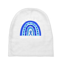 We Wear Blue For Syringomyelia Awareness Blue Rainbow Pullover Hoodie Baby Beanies | Artistshot