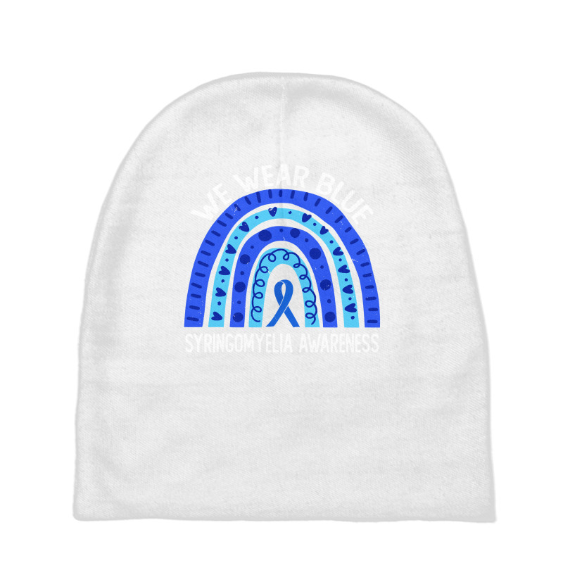 We Wear Blue For Syringomyelia Awareness Blue Rainbow Pullover Hoodie Baby Beanies | Artistshot