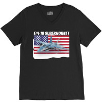 Patriotic American Naval Fa 18 Superhornet Tee In Action V-neck Tee | Artistshot