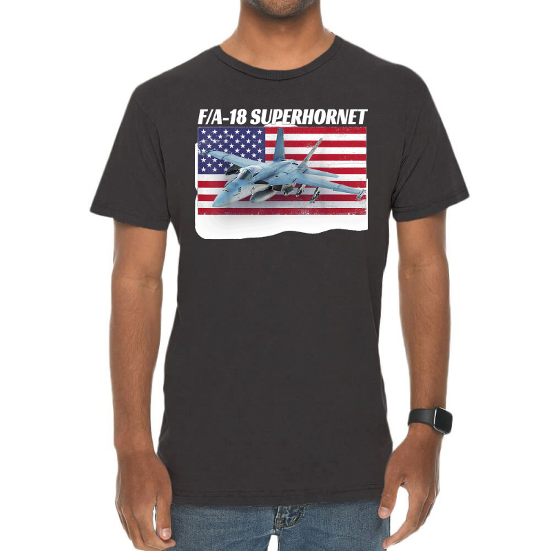 Patriotic American Naval Fa 18 Superhornet Tee In Action Vintage T-Shirt by MICHAELSCOTTREXEL | Artistshot