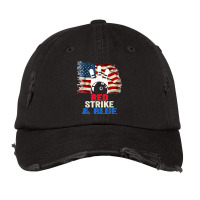 Patriotic Bowling 4th Of July Red Strike & Blue Usa Flag Vintage Cap | Artistshot