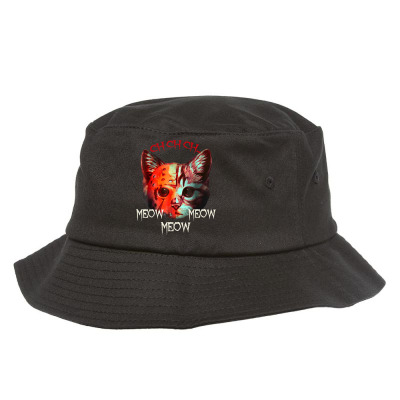 Meow Meow Scary Cat Bucket Hat Designed By Bariteau Hannah