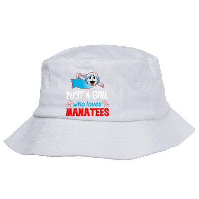 Just A Girl Who Loves Manatees Bucket Hat Designed By Bariteau Hannah