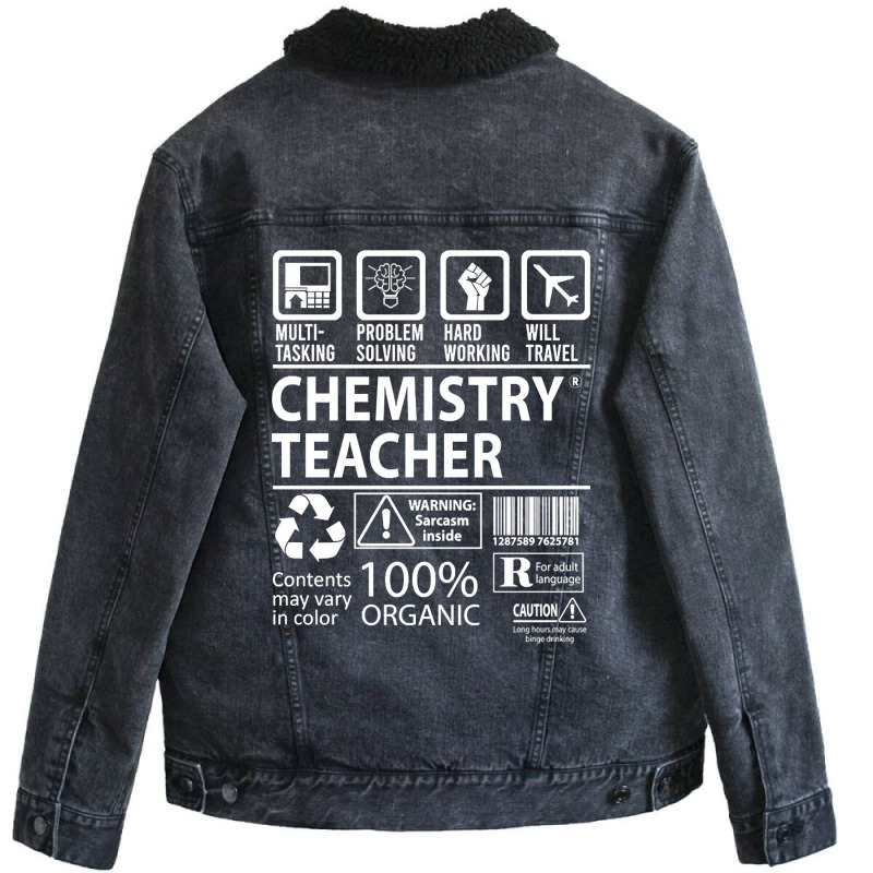 Chemistry Teacher T Shirt - Multitasking Certified Job Gift Item Tee Unisex Sherpa-Lined Denim Jacket by Box Bingham | Artistshot