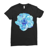 Blue Anemone Flower Painting Red Green Flower Red Green Abstract Water Ladies Fitted T-shirt | Artistshot