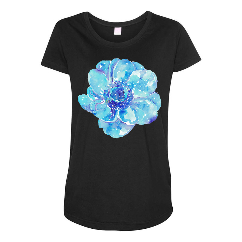 Blue Anemone Flower Painting Red Green Flower Red Green Abstract Water Maternity Scoop Neck T-shirt by sglover982 | Artistshot