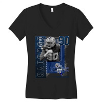 Demarcus Lawrence Football Paper Poster Cowboys 2 Women's V-neck T-shirt | Artistshot