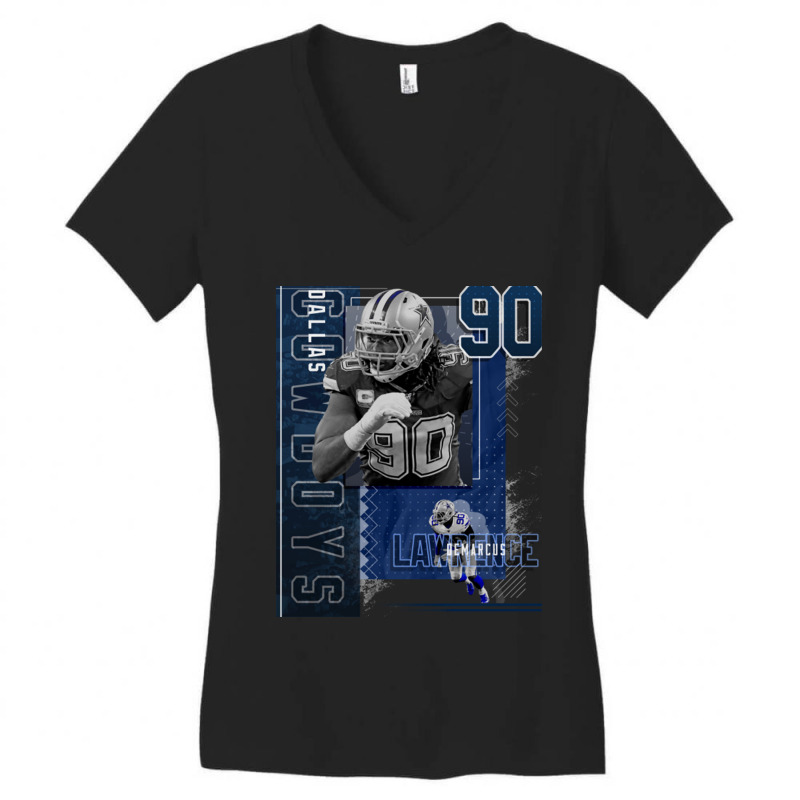 Demarcus Lawrence Football Paper Poster Cowboys 2 Women's V-Neck T-Shirt by JudyRowena | Artistshot