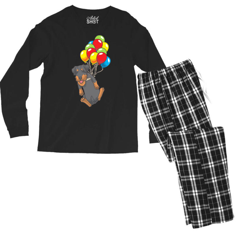 Gift Idea T  Shirt Jagdterrier Dog With Ballons T  Shirt Men's Long Sleeve Pajama Set | Artistshot