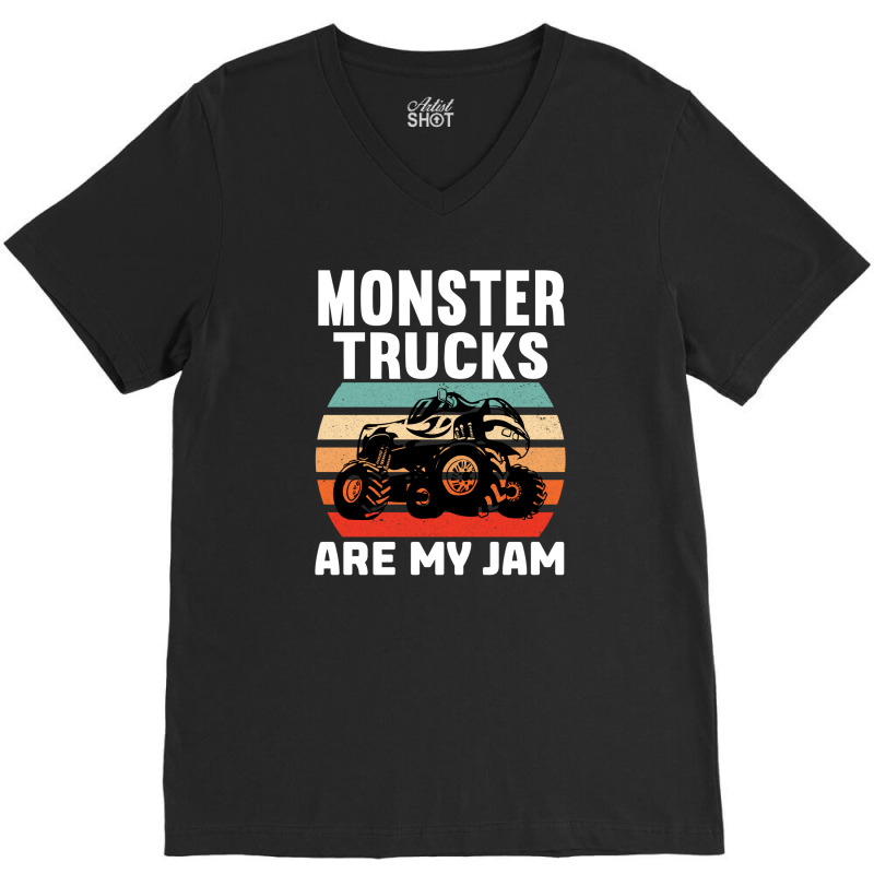 Monster Trucks Are My Jam Cool Monster Truck V-Neck Tee by Olodzn | Artistshot