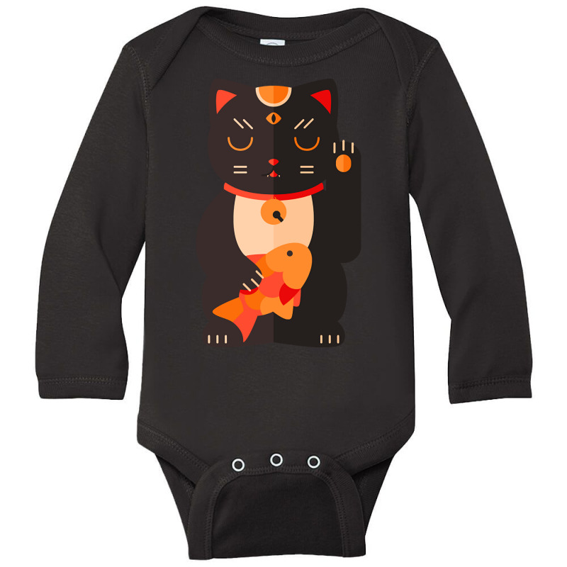 Beckoning Cat Long Sleeve Baby Bodysuit by declangreenwood | Artistshot