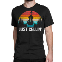 Just Cellin Cello Cellist Orchestra Musician Retro Classic T-shirt | Artistshot