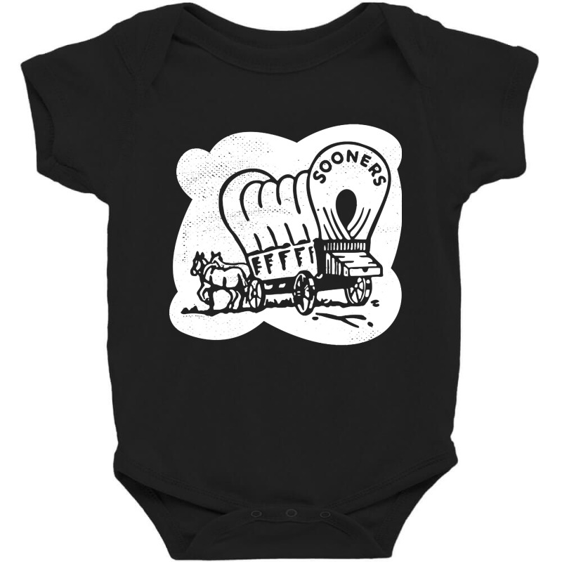 Oklahoma Sooners - Vintage Matchbook Covered Wagon (white) Baby Bodysuit by bummercaught | Artistshot