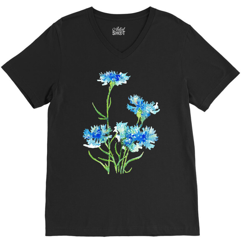 Cornflower Watercolor Painting T  Shirt V-Neck Tee by sglover982 | Artistshot