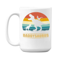Daddy Dinosaur Daddysaurus 2 Kids Father's Day Gift For Dad T Shirt 15 Oz Coffee Mug | Artistshot