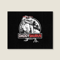 Daddy Saurus T Rex Dinosaur Men Father's Day Family Matching Pullover Landscape Canvas Print | Artistshot