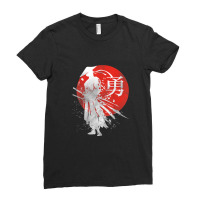 Japanese Samurai Warrior Retro Japan Calligraphy For Courage Ladies Fitted T-shirt | Artistshot