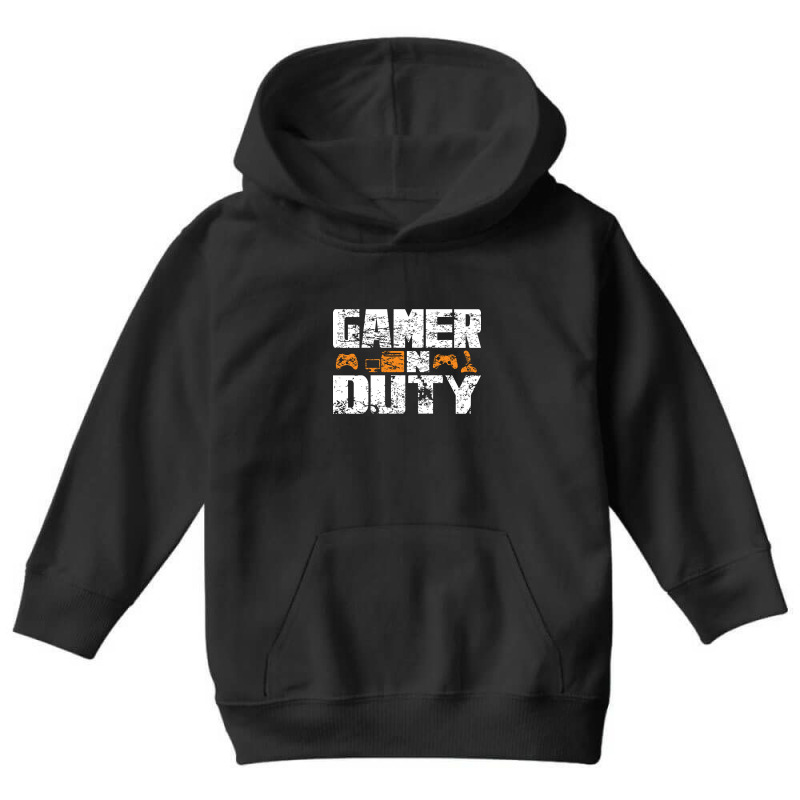 Gamer On Duty Wht Youth Hoodie by Beers Pulido | Artistshot