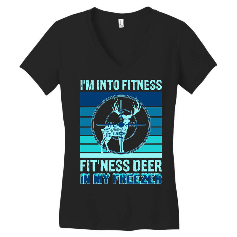 Hunting Hunt Cool Deer Hunting Fitness Work Out Gym Lover 16 Hunter Women's V-Neck T-Shirt by stress | Artistshot