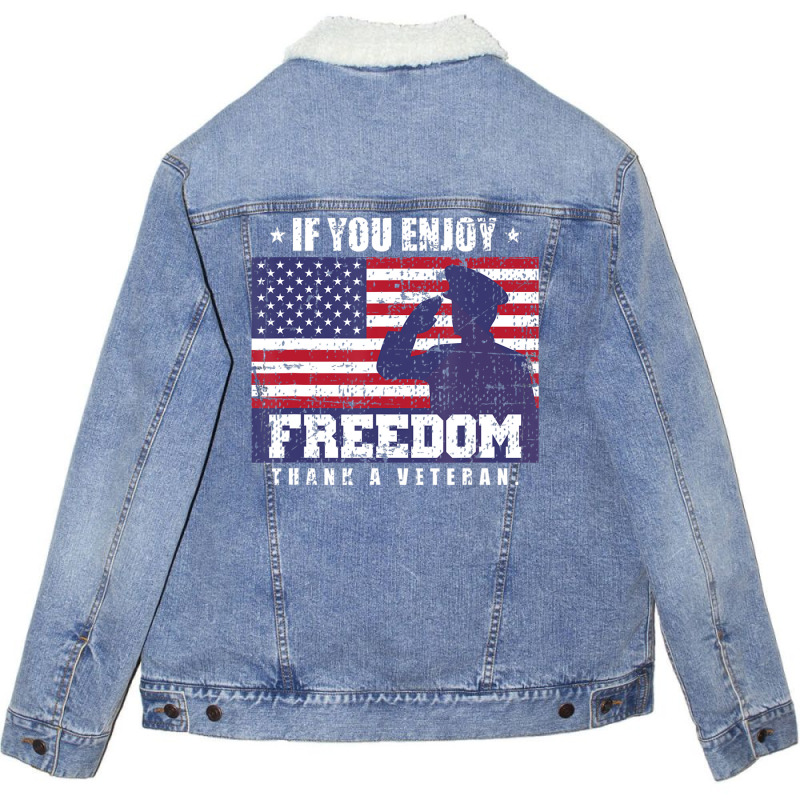 Armed Forces Military Thank A Veteran T-shirt, Retro Unisex Sherpa-Lined Denim Jacket by seifertmurryq3jmxs | Artistshot