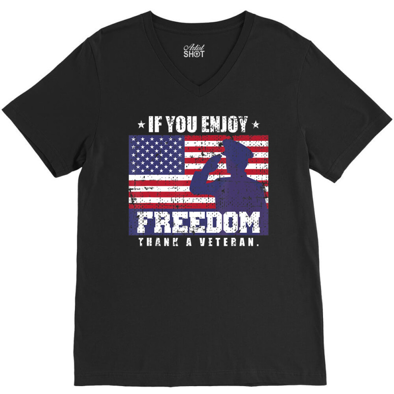 Armed Forces Military Thank A Veteran T-shirt, Retro V-Neck Tee by seifertmurryq3jmxs | Artistshot