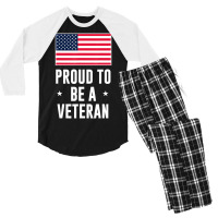 Proud To Be A Veteran With American Flag Men's 3/4 Sleeve Pajama Set | Artistshot