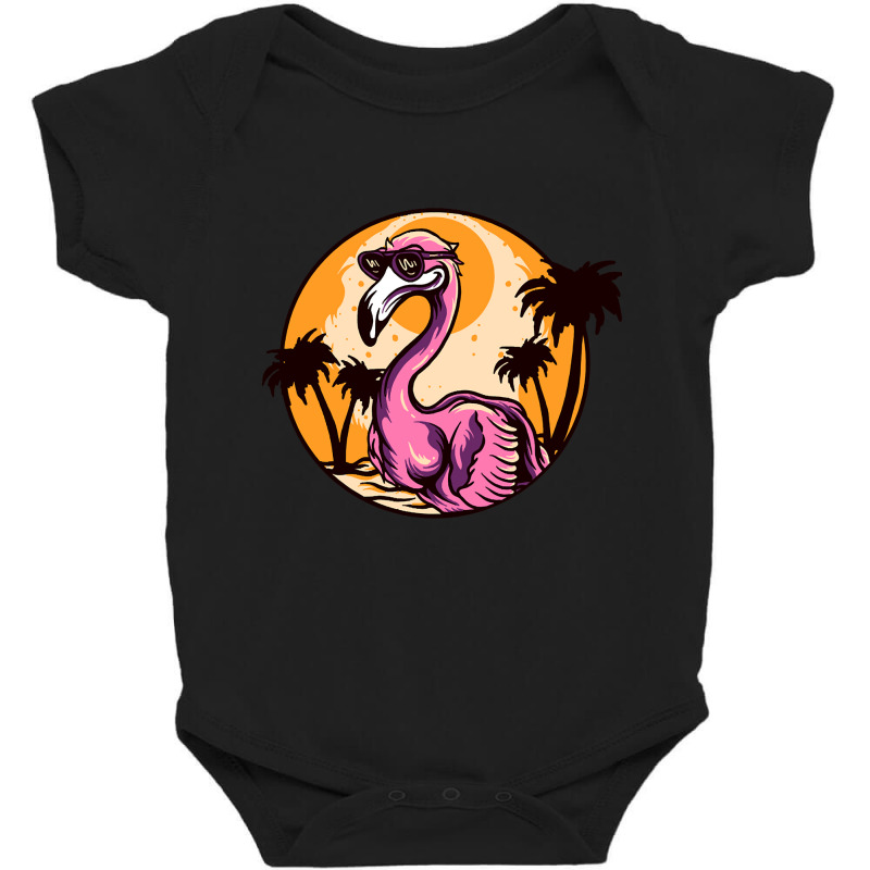 Flamingo Bird Sunset Baby Bodysuit by greggjvandervor | Artistshot