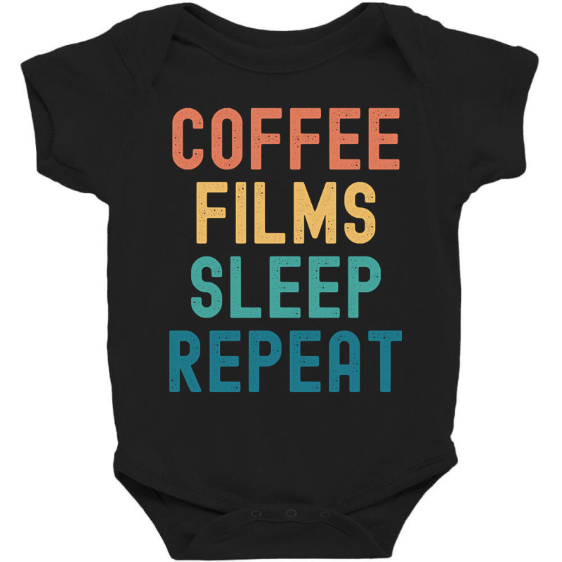 Coffee Films Sleep Repeat - Funny Films & Coffee Gift Baby Bodysuit by Pannell Quintero | Artistshot