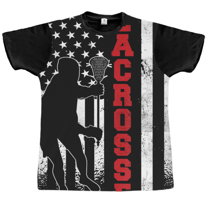 Lacrosse American Flag Lax Lacrosse Lacrosse Player Graphic T-shirt by Min06 | Artistshot