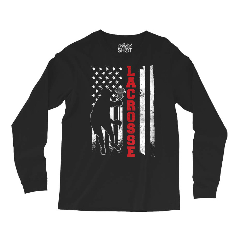 Lacrosse American Flag Lax Lacrosse Lacrosse Player Long Sleeve Shirts by Min06 | Artistshot