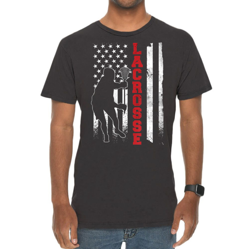 Lacrosse American Flag Lax Lacrosse Lacrosse Player Vintage T-Shirt by Min06 | Artistshot