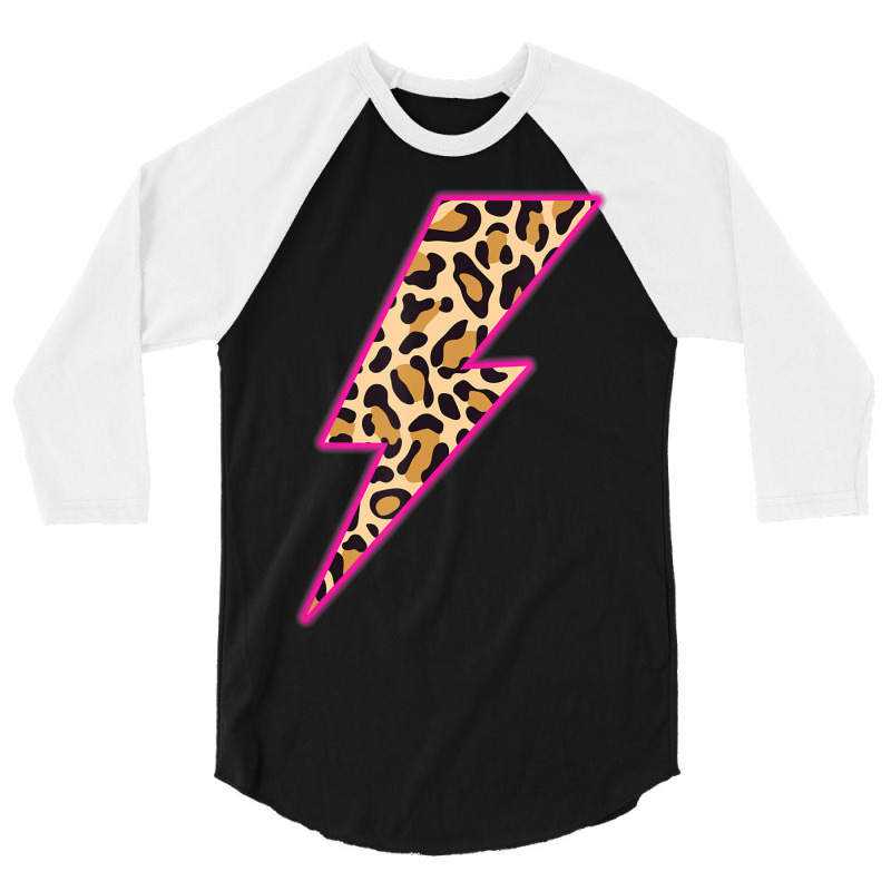 Leopard Lightning Bolt Cheetah Thunder Animal Print 3/4 Sleeve Shirt by Min06 | Artistshot