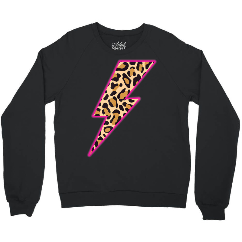 Leopard Lightning Bolt Cheetah Thunder Animal Print Crewneck Sweatshirt by Min06 | Artistshot