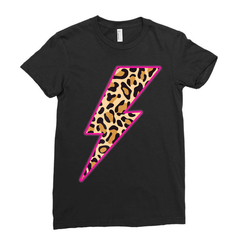 Leopard Lightning Bolt Cheetah Thunder Animal Print Ladies Fitted T-Shirt by Min05 | Artistshot