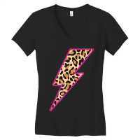 Leopard Lightning Bolt Cheetah Thunder Animal Print Women's V-neck T-shirt | Artistshot